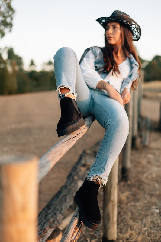 Botín Plataforma Mujer Tranqueras Negro