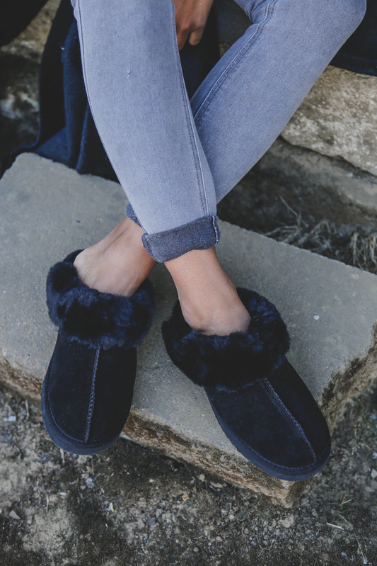 Pantuflas Mujer Chifleras Negro