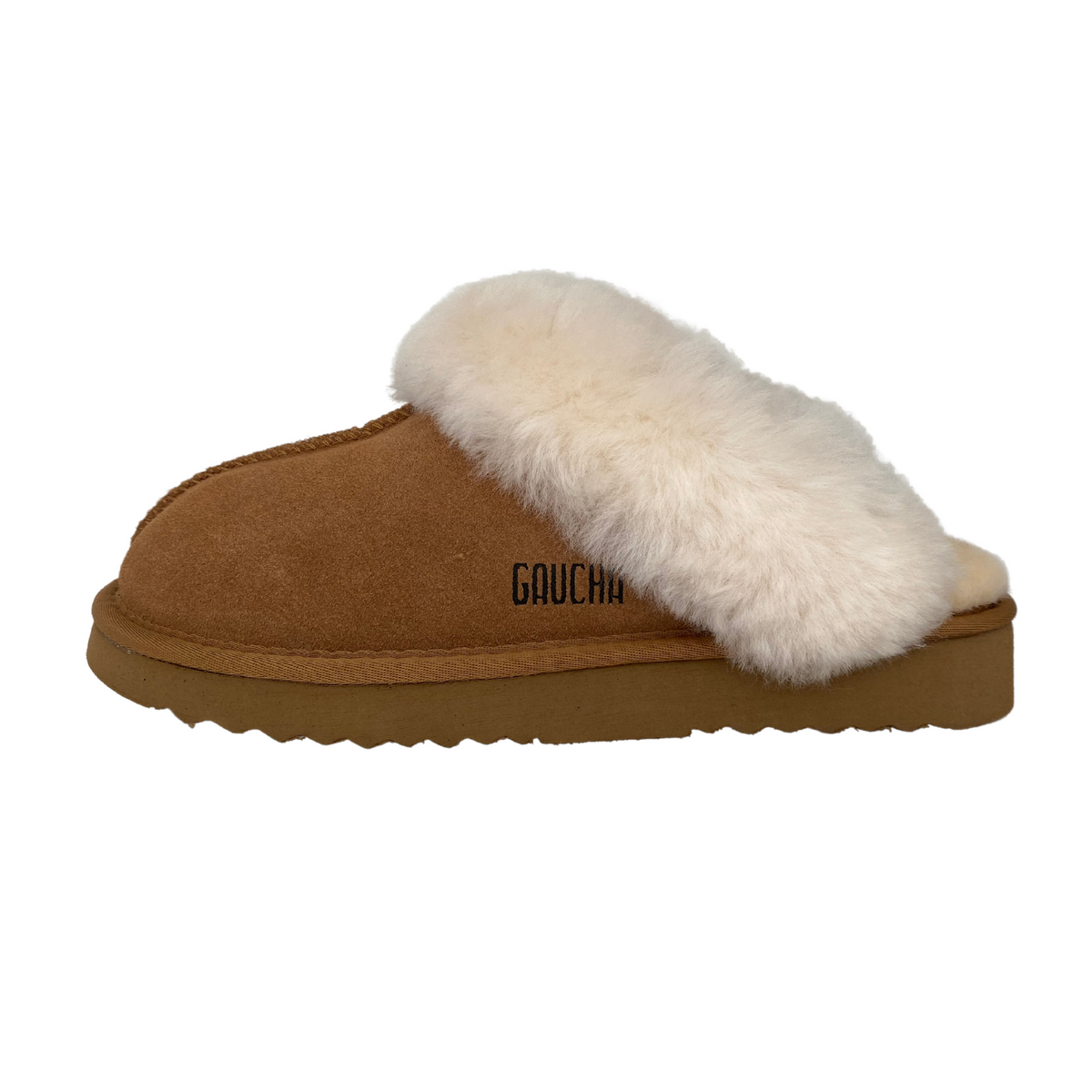 Pantuflas de Gamuza y Chiporro Mujer Chifleras Camel