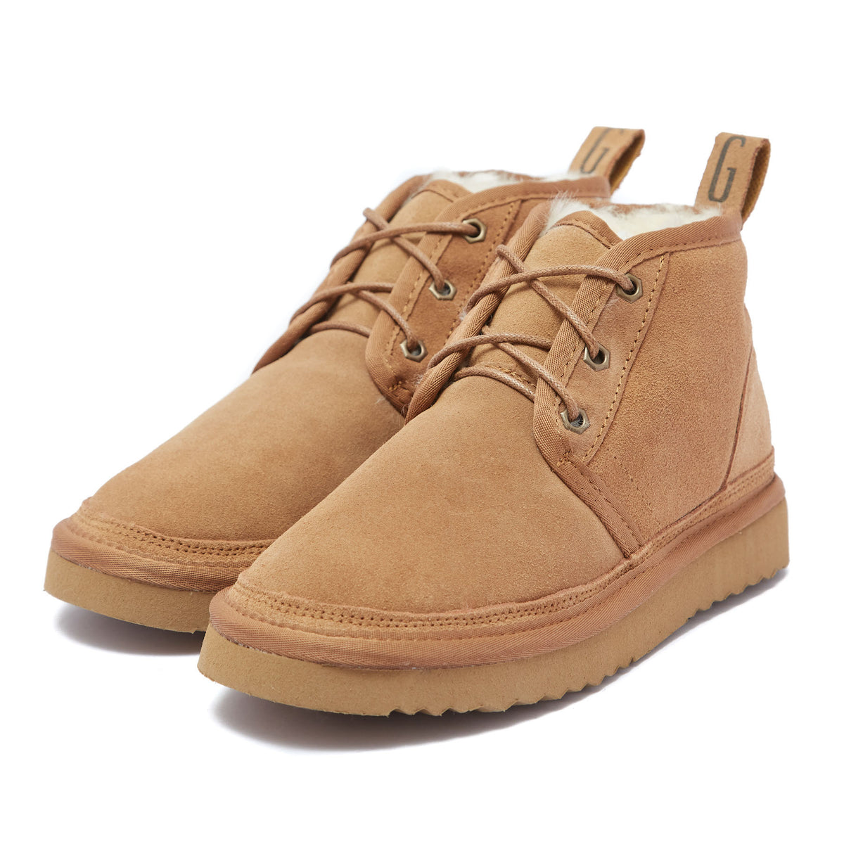 Botín de Gamuza y Chiporro con Cordones Mujer Bravas Camel